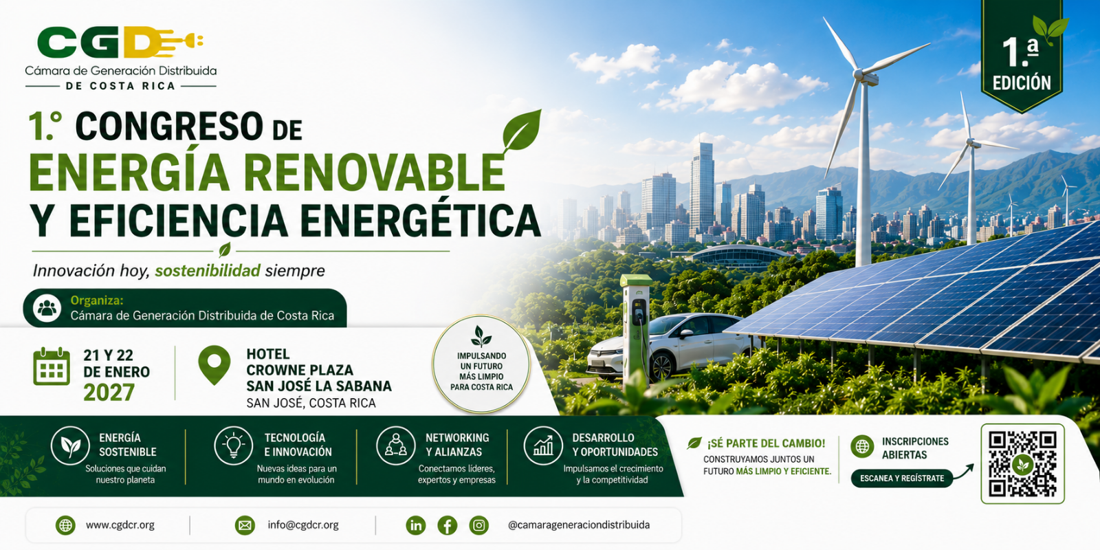Congreso de Energía Renovable y Eficiencia Energética — 21 y 22 de enero de 2027, Hotel Crowne Plaza San José – La Sabana